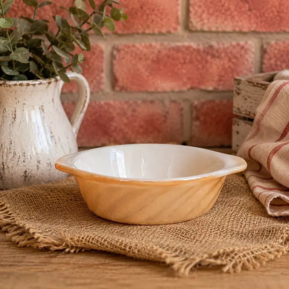🍑👩🏻‍🍳🍽️Retro Anchor Hocking Mini Casserole Dish Milk Glass Peach Luster